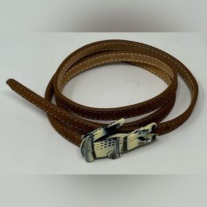 Women's Lacoste genuine leather belt -Size Medium - Brown with Crocodile Buckle